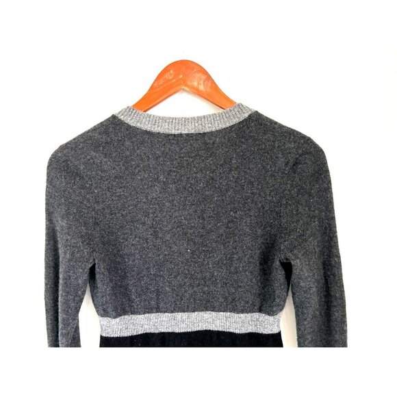 Bergdorf Goodman Knitted Cashmere Cardigan Gray Color-block Size XSmall - Picture 6 of 11